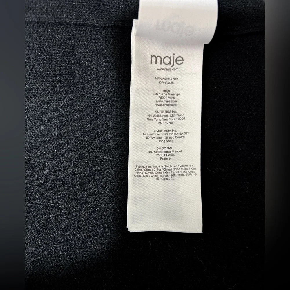 MAJE Knitted Eyelet Black Oversized Over Shirt with Silver Hardware Size: 2
